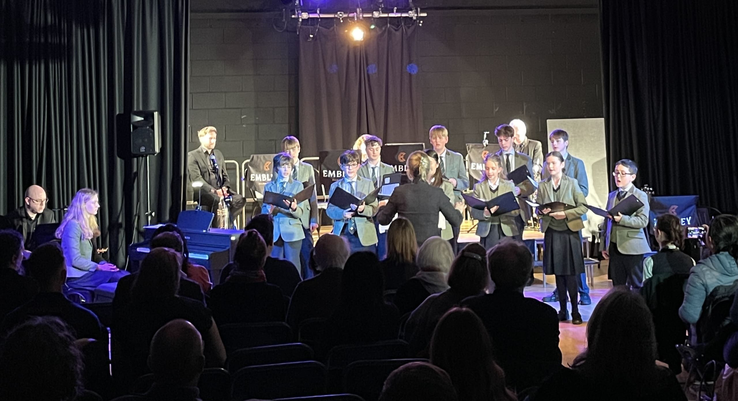 Senior school students on a stage at a recital